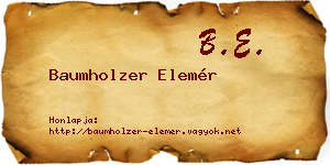 Baumholzer Elemér névjegykártya